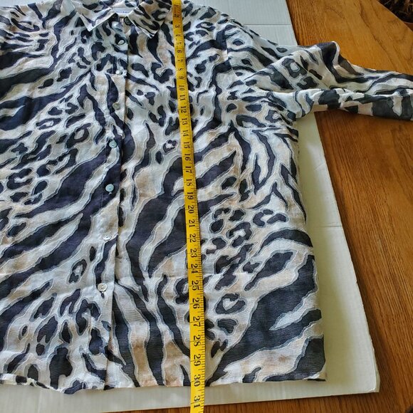 Alfred Dunner Tiger Print Button Up Collard Blouse 20W - Picture 13 of 14